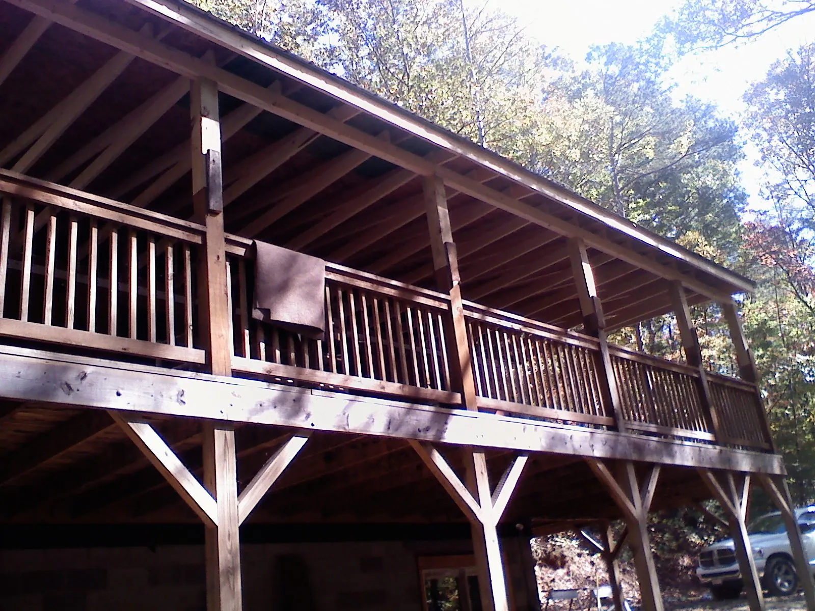 Timber framing under a new elevated porch and deck — Roof Leak Repair in Markleville by Roofing Brothers